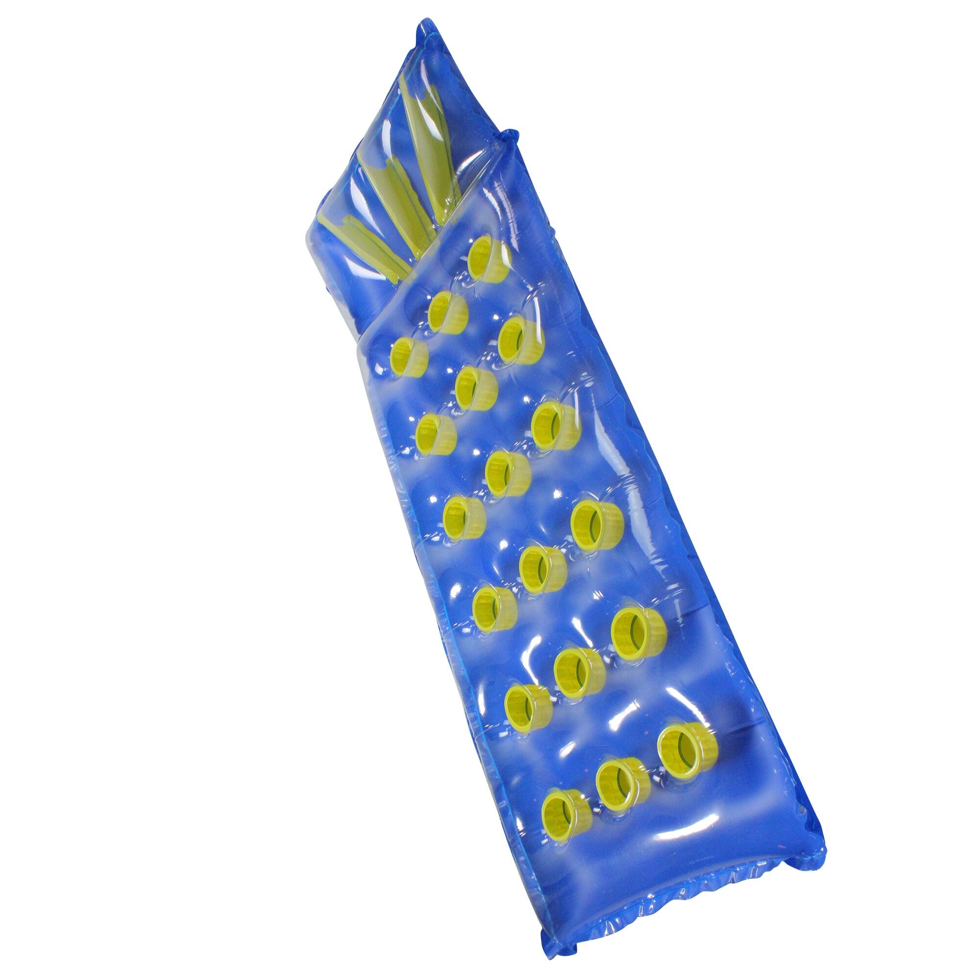 76" Blue and Yellow Inflatable 18-Pocket French Style Swimming Pool Air Mattress